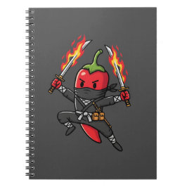 Cuaderno Funny Chili Pepper Fire Ninja Samurai Illustration