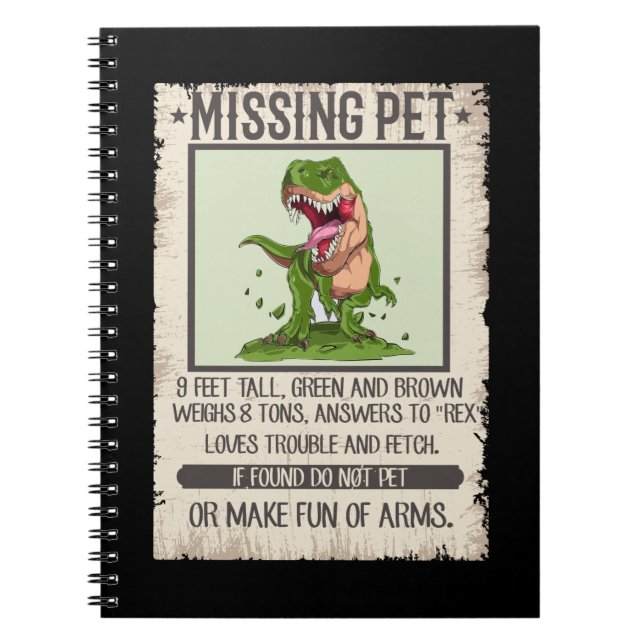 Cuaderno Funny Chiste de dinosaurios del Mascota Dino T-Rex (Frente)