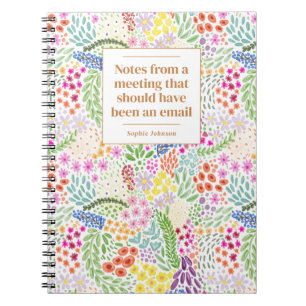 Cuaderno Funny Cita Oficina Reunión Floral Personalizada