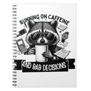 Cuaderno Funny Coffee Raccoon – Caffeine & Bad Choices Art