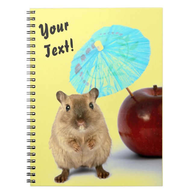 Cuaderno Funny Cute Gerbil Summer Holiday Yellow Your Text (Frente)