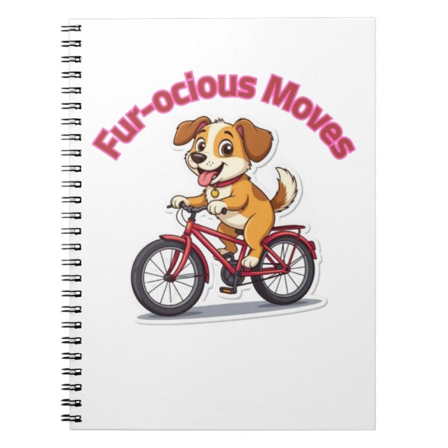 Cuaderno **Funny Cycling Dog – Cute Dog Riding a Bicycle Il (Frente)