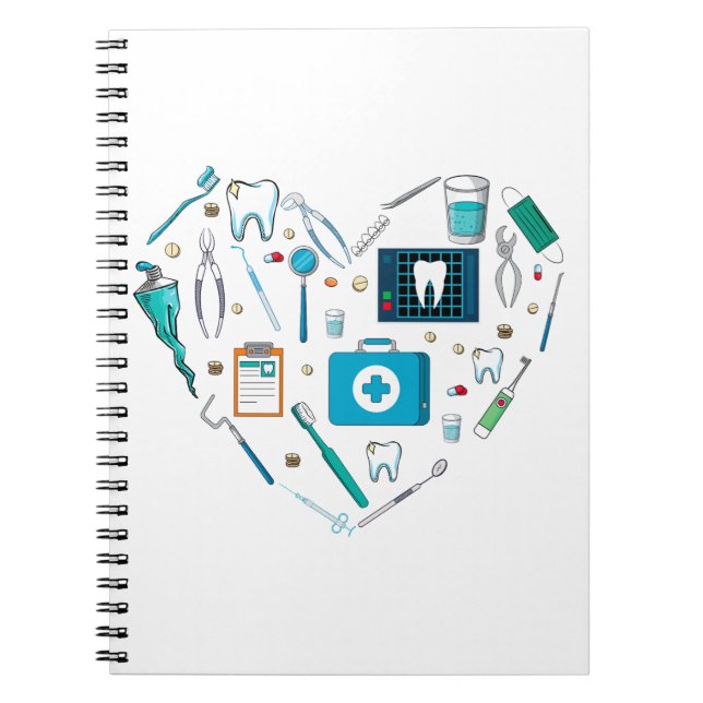 Cuaderno Funny Dental Dentist Tool Heart (Frente)