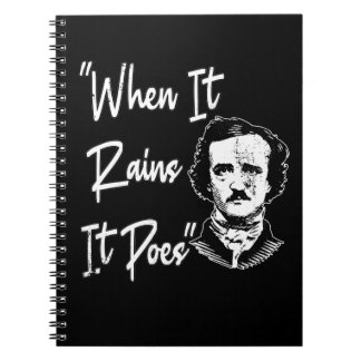 Cuaderno Funny Edgar Allan Poe Cita Diseño cuando llueve