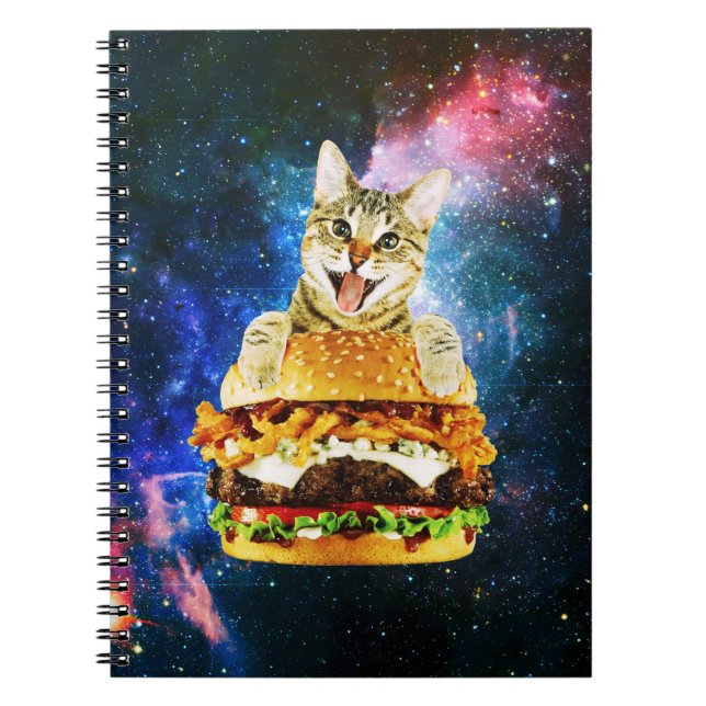 Cuaderno Funny espacio para gatos de hamburguesas (Frente)
