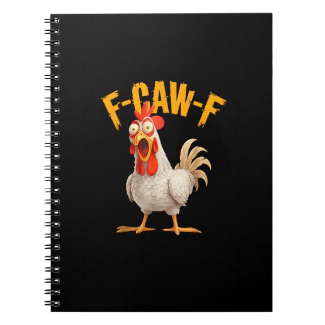 Cuaderno Funny F-Awk-F Chicken F-Caw-F Rooster Pun Retro Vi (Frente)