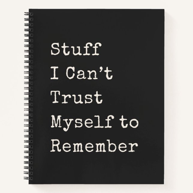 Cuaderno Funny Forgetful People Life Saying Quote Black (Anverso)