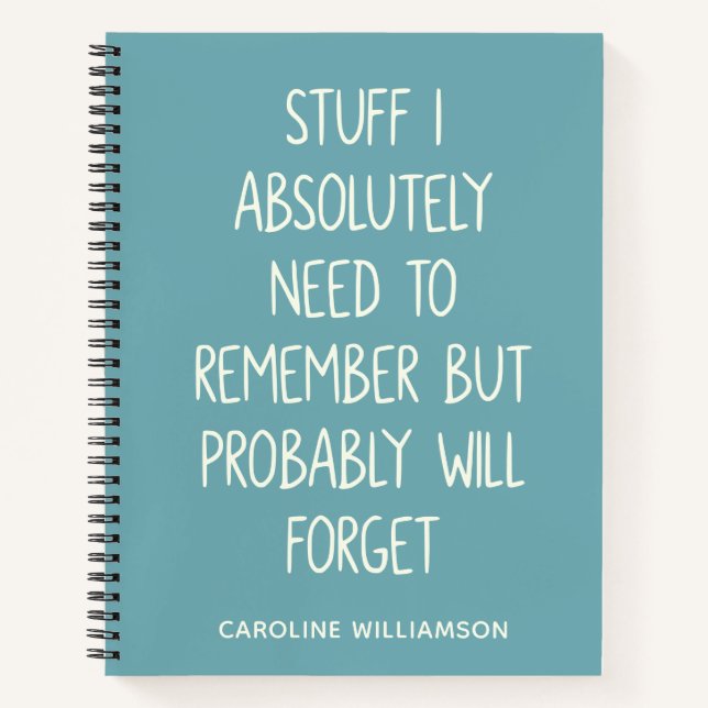 Cuaderno Funny Forgetful People Quote To Do List Teal Name (Anverso)