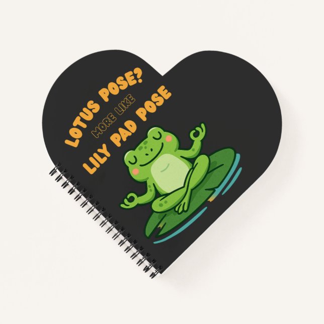 Cuaderno Funny Frog Yoga Personalizado Lotus Lily Pad Pose  (Anverso)
