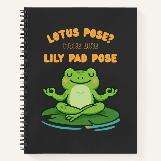 Cuaderno Funny Frog Yoga Personalizado Lotus Lily Pad Pose  (Anverso)