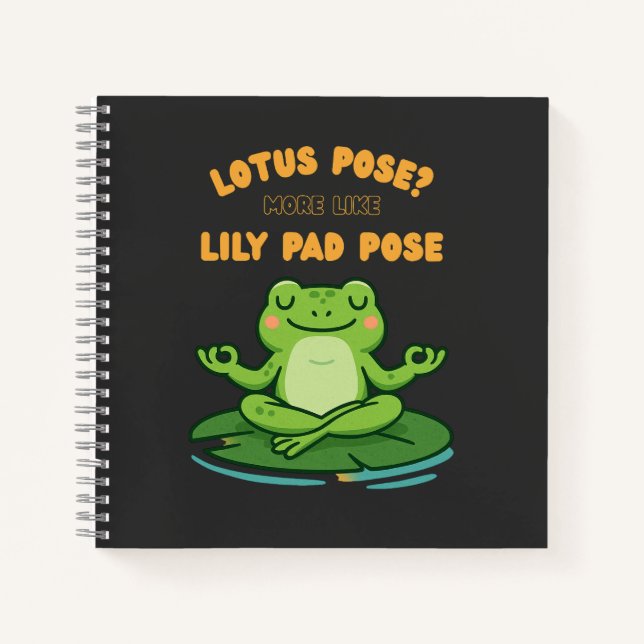 Cuaderno Funny Frog Yoga Personalizado Lotus Lily Pad Pose  (Anverso)