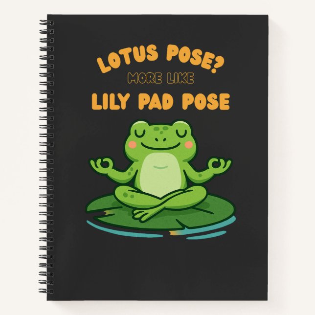 Cuaderno Funny Frog Yoga Personalizado Lotus Lily Pad Pose  (Anverso)
