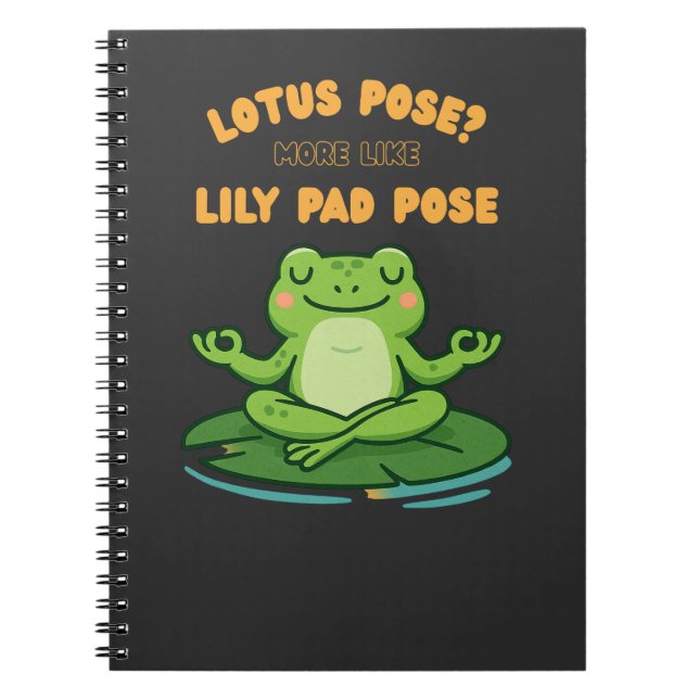 Cuaderno Funny Frog Yoga Personalizado Lotus Lily Pad Pose  (Frente)