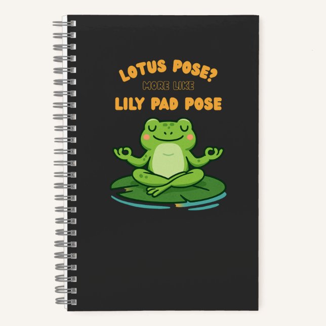 Cuaderno Funny Frog Yoga Personalizado Lotus Lily Pad Pose  (Anverso)