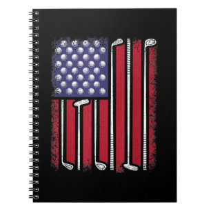 Cuaderno Funny Golf American Flag Golf Player Vintage Golfe