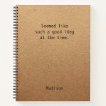 Cuaderno Funny Good Idea Notas Personalizadas Office Meetin<br><div class="desc">Graciosa Buena Idea Notas Personalizadas Office Meeting Notebook incluye el texto "Parecía una buena idea en ese momento" con su nombre personalizado debajo en un fondo de papel artesanal de género neutro. Personalice editando el texto en el cuadro de texto proporcionado. Diseñado por ©Evco Studio www.zazzle.com/store/evcostudio</div>