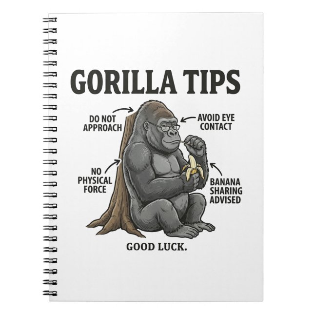 Cuaderno Funny Gorilla Safety Tips Infographic Illustration (Frente)