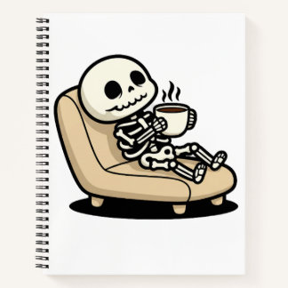 Cuaderno Funny Grim Reaper Drinking Coffee | "Dead Inside" 