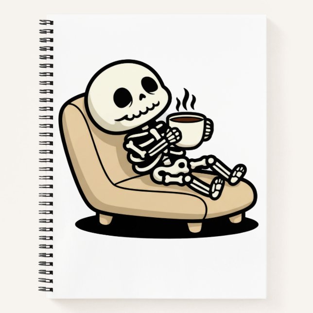 Cuaderno Funny Grim Reaper Drinking Coffee | "Dead Inside"  (Anverso)