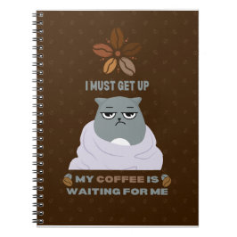 Cuaderno Funny Grumpy Cat Coffee Lover con fondo marrón