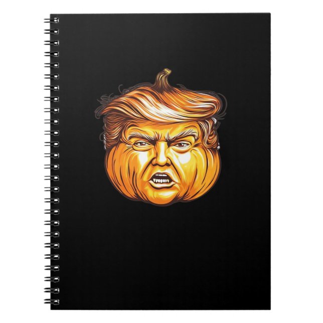 Cuaderno Funny Halloween Calabaza Parodia política Donald T (Frente)
