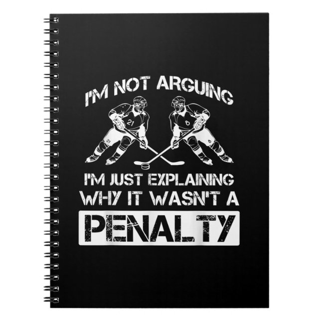 Cuaderno Funny jugador de hockey sobre hielo discute la pen (Frente)