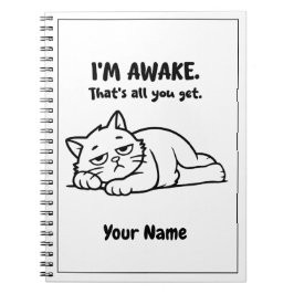 Cuaderno Funny Lazy Cat Notebook | Custom I’m Awake Design