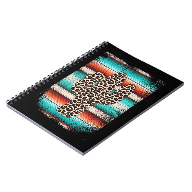 Cuaderno Funny Leopard Cactus Serape Cactus impresión Turqu (Lado Izquierdo)