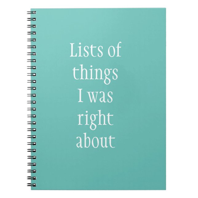 Cuaderno Funny Lists of things Humor (Frente)