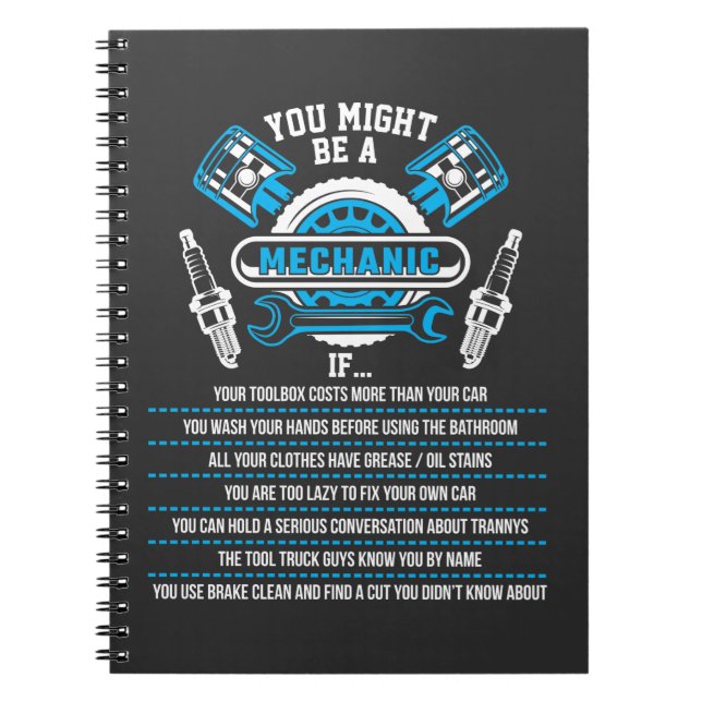 Cuaderno Funny Mechanage Garage Workshop Technician (Frente)