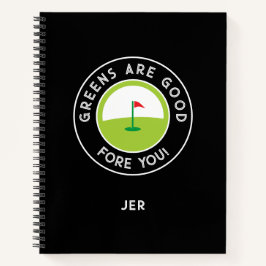 Cuaderno Funny Monogrammed Golf Log Game Day Progress 