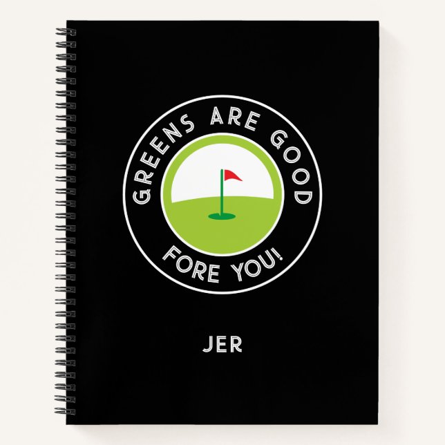 Cuaderno Funny Monogrammed Golf Log Game Day Progress  (Anverso)