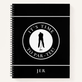 Cuaderno Funny Monogrammed Golf Log – Par Tee Black Golfer