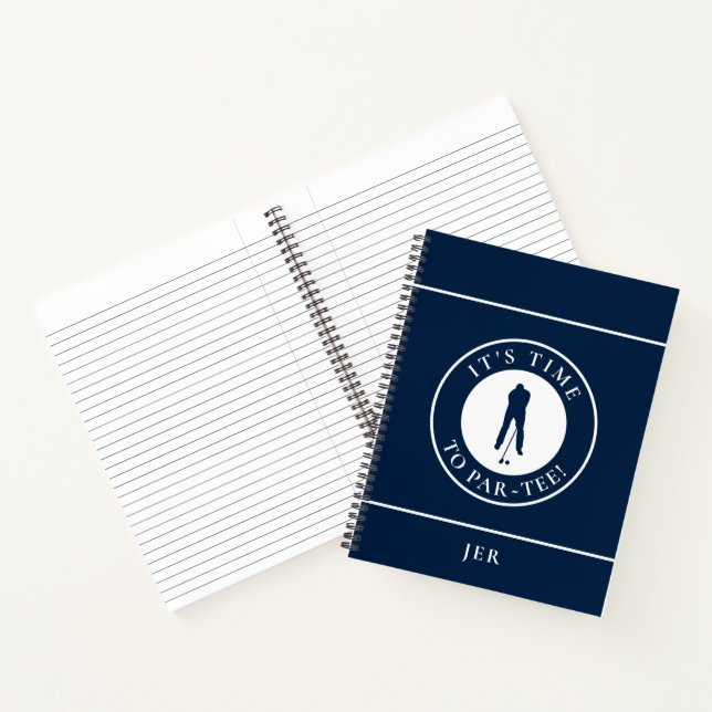 Cuaderno Funny Monogrammed Golf Log – Par Tee Blue Golfer (Interior)