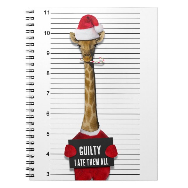 Cuaderno Funny Mugshot Guilty Giraffe Navidades (Frente)