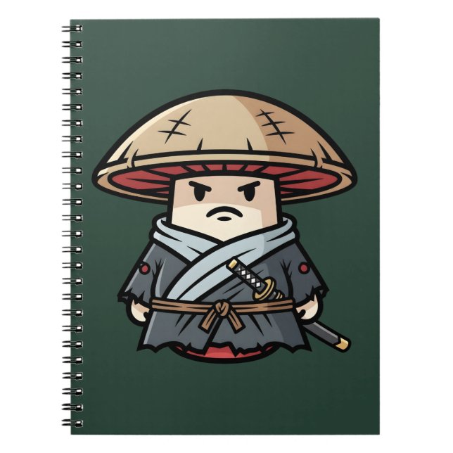 Cuaderno Funny Mushroom Ronin Wandering Samurai Illustratio (Frente)