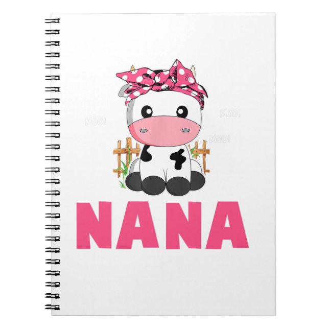 Cuaderno Funny Nana Cow Cute Cow Farmer Cumpleaños Matanza  (Frente)