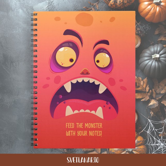 Cuaderno Funny Orange Monster Halloween Notebook (Frontal view)