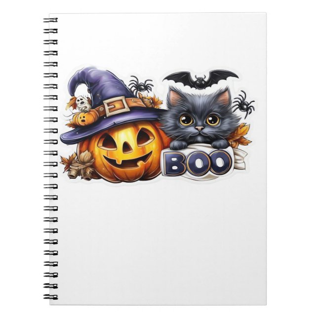 Cuaderno Funny Pegatina de Gato de Halloween - Gorra de Bru (Frente)
