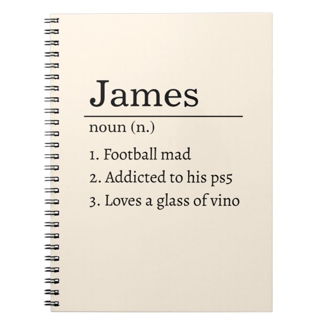 Cuaderno Funny Personalized Dictionary Name Definition (Frente)