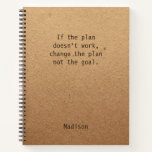 Cuaderno Funny Personalized Notes Office Meeting<br><div class="desc">Notas personalizadas divertidas Office Meeting Notebook incluye el texto "Si el plan no funciona,  cambia el plan,  no el objetivo" con su nombre personalizado debajo sobre un fondo de trabajo rústico neutro en género. Personalice editando el texto en el cuadro de texto proporcionado. Diseñado por ©Evco Studio www.zazzle.com/store/evcostudio</div>