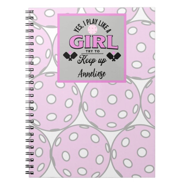 Cuaderno Funny Personalized Pickleball "Play Like A Girl" (Frente)