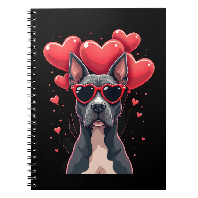 Cuaderno Funny Pitbull Heart Valentines Day Dog Dad Mom Gif (Frente)