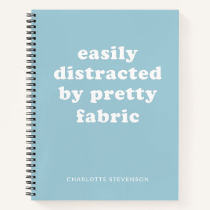 Cuaderno Funny Quilter Fabric Cita Nombre Personalizado Azu