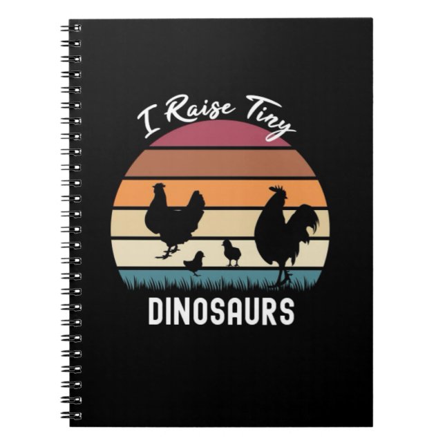 Cuaderno Funny Retro Chicken Gifts I Raise Tiny Dinosaurs (Frente)