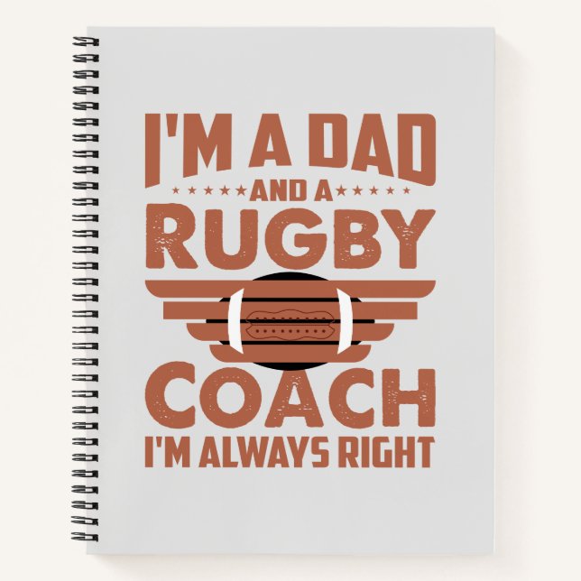 Cuaderno Funny Rugby Dad y Rugby Coach (Anverso)