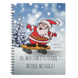 Cuaderno Funny Santa en Skateboard para niños Navidades