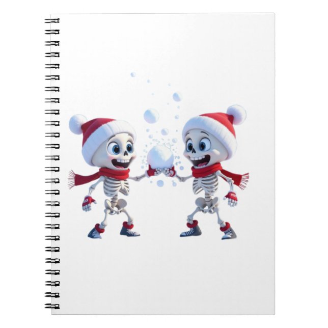 Cuaderno Funny Santa Skeletons Having a Snowball Fight  (Frente)