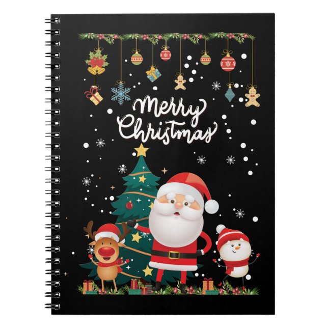 Cuaderno Funny Santa, Snowman, Reindeer Merry Christmas (Frente)