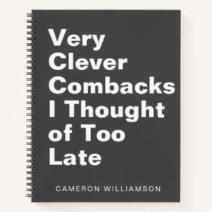 Cuaderno Funny Sassy Cita Cuta Nombre Personalizado Negro